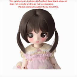 Dark Brown Bangs BJD Doll Bob Wig Straight Short Hair Cute Mushroom Bob Cut Synthetic Hair Wig Replacement Wig Doll Makeover