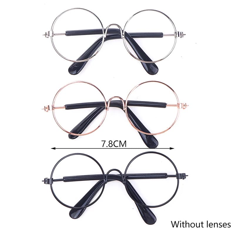 DIY Doll Dressing Accessories High Quality 20cm Dolls Glasses 3 Color Round Frame Lensless Eyewear Toy Miniature Eyeglasses