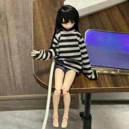 1/6 Doll's Clothes Suit for Azone/ob22/blyth Doll Striped Top and Denim Shorts Set Casual Outfit Toys Doll Accessories, No Doll