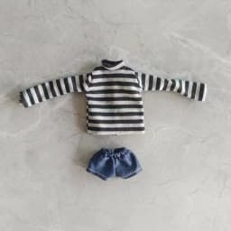 1/6 Doll's Clothes Suit for Azone/ob22/blyth Doll Striped Top and Denim Shorts Set Casual Outfit Toys Doll Accessories, No Doll