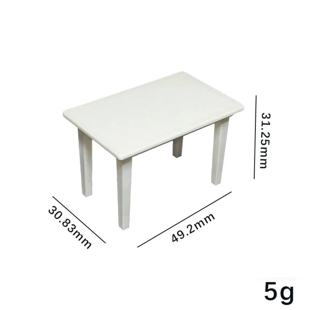 1/12 Dollhouse Miniature Wood Desk Mini Plastic Coffee Table Chairs Multistyles Simulation Furniture Model Toys