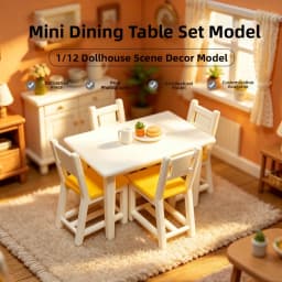 1/12 Dollhouse Miniature Wood Desk Mini Plastic Coffee Table Chairs Multistyles Simulation Furniture Model Toys