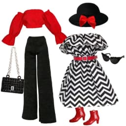 1/6 Doll Clothes Parts Red Classic 9 Style Clothes+Dress+Trousers+Shoes+Bag Set For Babi Xianxian Supermodel Doll Dress Up