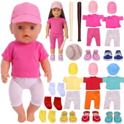 Doll Clothes T-shirt+Pant Shoes Sock Hat For 18Inch American Doll&43Cm Baby Doll Sport Accessories Baseball Sets Girl's Toys