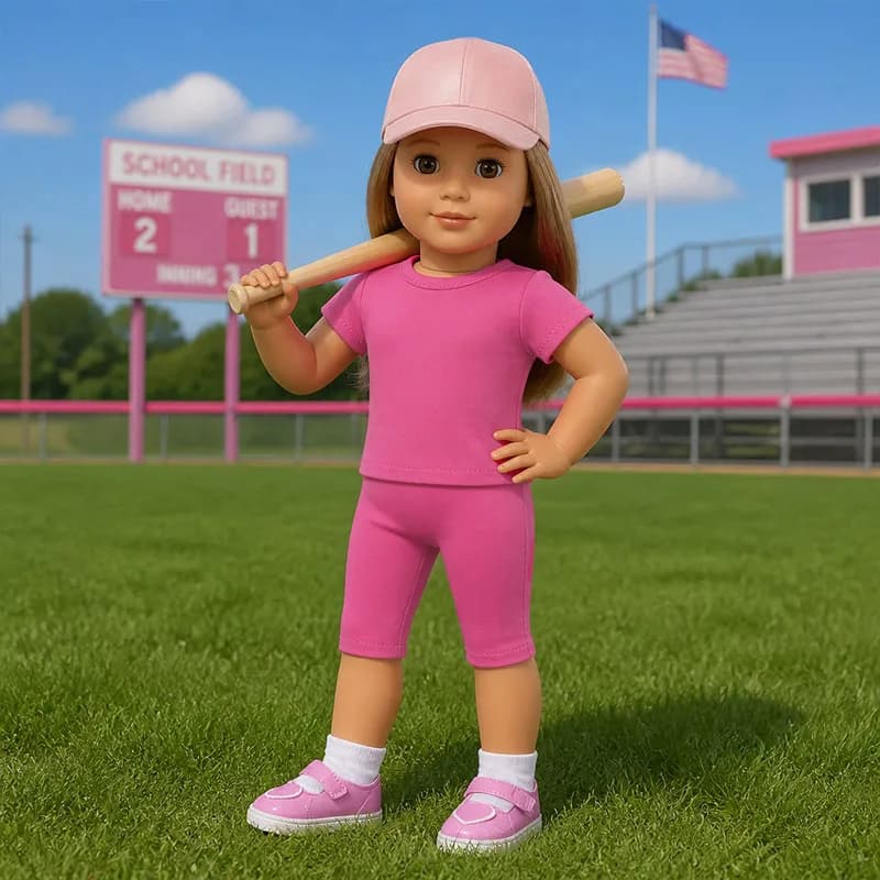 Doll Clothes T-shirt+Pant Shoes Sock Hat For 18Inch American Doll&43Cm Baby Doll Sport Accessories Baseball Sets Girl's Toys