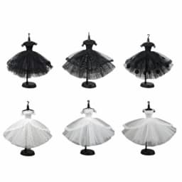 Cute Black Dotted Black Princess Dress Mini Lace Tutu Doll Dress Multilayer Dolls Party Dress Dolls