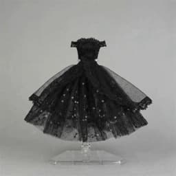 Cute Black Dotted Black Princess Dress Mini Lace Tutu Doll Dress Multilayer Dolls Party Dress Dolls