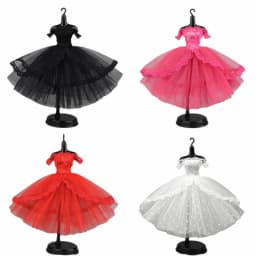 Cute Black Dotted Black Princess Dress Mini Lace Tutu Doll Dress Multilayer Dolls Party Dress Dolls