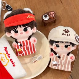 Original 24-Hour Convenience Store Series 10cm Doll Clothes Cotton Doll Convenience coffee shop Burger Shop store manager