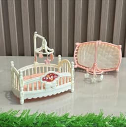 1pc Dolls House Miniature Cradle Bed, Dolls House Bedroom Bed Furniture, Desktop Miniature Decor, Charming Miniatures Bedroom, D