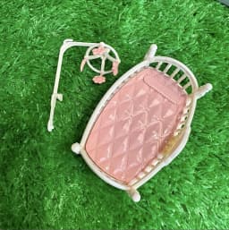 1pc Dolls House Miniature Cradle Bed, Dolls House Bedroom Bed Furniture, Desktop Miniature Decor, Charming Miniatures Bedroom, D