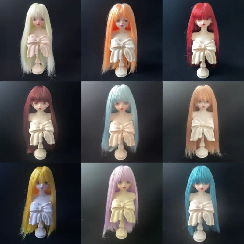 BJD wig doll soft silk multicolored Qi bangs long straight hair 1/3 1/4 1/6 SD doll hair cover DIY universal action figure wig