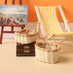 Hot Sale 1:12 Dollhouse Miniature Storage Basket Vegetable Food Woven Frame Kitchen Model Decor Toy Doll House Accessories