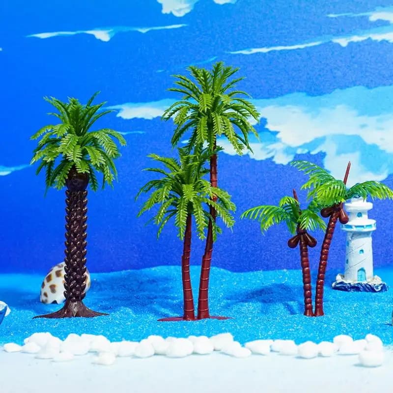 【M】5Pcs DIY Park Rainforest Train Railroad Decor Dollhouse Simulation Coconut Palm Tree Model Building Landscape Miniature Tree