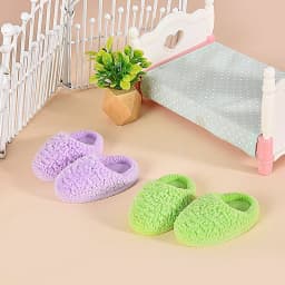 1Pair 1:6 Dollhouse Miniature Slippers Simulation Flocking Slippers Home Model Decor Toy Doll House Accessories