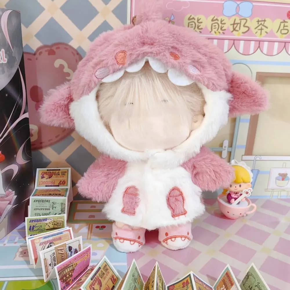20cm Doll Clothes Pink Blue Replacement Outfit Cartoon Shark Coat Doll Accessories Changing Dressing Game Miniature Hoodies