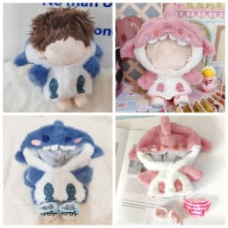20cm Doll Clothes Pink Blue Replacement Outfit Cartoon Shark Coat Doll Accessories Changing Dressing Game Miniature Hoodies