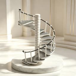 1:12 Modern Spiral Staircase Miniature,Dollhouse Duplex Building Accessory,Black White Twist Stairs Prop for OB11 Diorama Layout