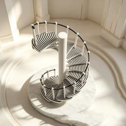 1:12 Modern Spiral Staircase Miniature,Dollhouse Duplex Building Accessory,Black White Twist Stairs Prop for OB11 Diorama Layout