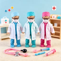 Doctor Nurse Scrubs Doll Outfits with Medical Play Tools Doctor Costume Kit for 18" American & 43cm Baby Newborn Girl Dolls Toy
