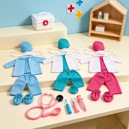 Doctor Nurse Scrubs Doll Outfits with Medical Play Tools Doctor Costume Kit for 18" American & 43cm Baby Newborn Girl Dolls Toy