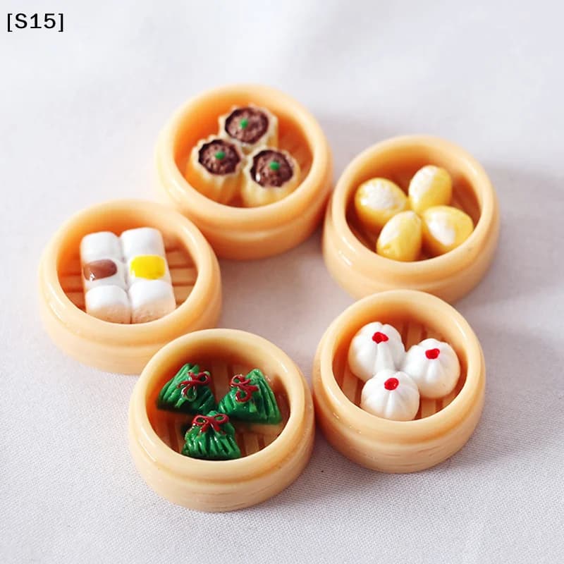 5pcs 1:12 Scale Miniature Dollhouse Chinese Dim Sum Food for Decor Toys[S15][S15]