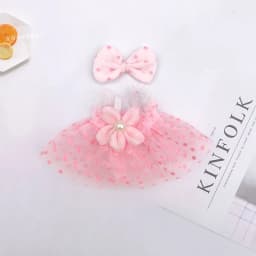 Polka Dot Tulle Doll Dress Flower Bow Mini Skirt For OB11 1/12 BJD 10cm Cotton Plush Doll Dress Up Accessories Only Clothes