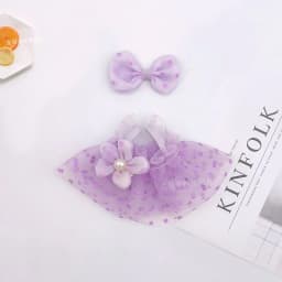 Polka Dot Tulle Doll Dress Flower Bow Mini Skirt For OB11 1/12 BJD 10cm Cotton Plush Doll Dress Up Accessories Only Clothes