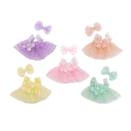 Polka Dot Tulle Doll Dress Flower Bow Mini Skirt For OB11 1/12 BJD 10cm Cotton Plush Doll Dress Up Accessories Only Clothes