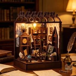 Vintage Book Nook DIY Kit 3D Wooden Bookend Mini Dollhouse Handmade Assembly Model Desktop Bookshelf Decor for Birthday Gifts