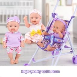 Durable Interactive Dolls Pram Plastic Stable Doll Handcart Play Toys Doll Stroller for Boys Girls Babies