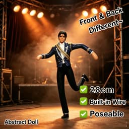 Michael Jackson Collectible Doll with 6 Classic Stage Outfits King of Pop Figure MJ Fan Gift Desktop Home Decor Ornament