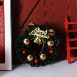 1:12 Scale Dollhouse Christmas Gatehouse Wreath Mini Ornament Rich Decor DIY Doll House Holiday Scene Layout Accessories