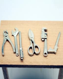 1/12 Dollhouse Mini Alloy Tools Adjustable Wrench Pliers Simulation Repair Model Scene Mini Props