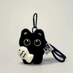 Cool Plush Black Cat Doll Toy Keychain Bag Pendant Charms Car Keyring Accessories for Women Couples Kawaii Gift