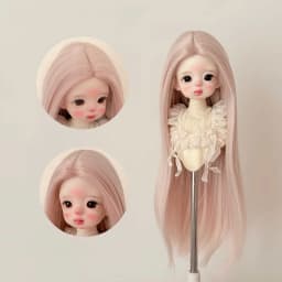 BJD/SD Doll Wig Split Long Straight Hair Soft Silk 1/3, 1/4, 1/6 Doll Hair Cover DIY Anime Wig Dress Up 2D Doll Making Supplies