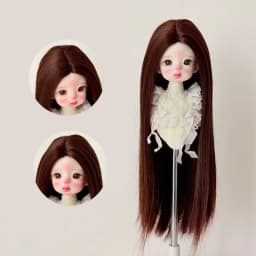 BJD/SD Doll Wig Split Long Straight Hair Soft Silk 1/3, 1/4, 1/6 Doll Hair Cover DIY Anime Wig Dress Up 2D Doll Making Supplies
