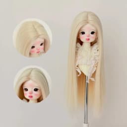 BJD/SD Doll Wig Split Long Straight Hair Soft Silk 1/3, 1/4, 1/6 Doll Hair Cover DIY Anime Wig Dress Up 2D Doll Making Supplies
