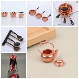Kettle 1:12 Mini Kitchen Utensils Sets Cookware 1:12 Scale Kitchen Set Mini Alloy Mini Kitchen Cooking Kit Dollhouse Miniatures