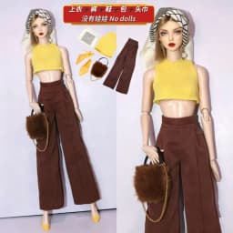 1/6 Supermodel Doll Clothes Fashion Suit Pants Tank Top Bag Headscarf Shoe Sets Girls Dress-Up Toys Clothing Parts For 30cm Doll