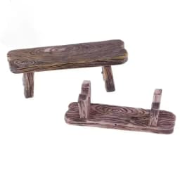 2 Pieces Tiny Wooden Stool & Chair Miniature Bench Decor for Fairy Garden, Figurine Display and Dollhouse Handmade Decoration