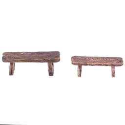 2 Pieces Tiny Wooden Stool & Chair Miniature Bench Decor for Fairy Garden, Figurine Display and Dollhouse Handmade Decoration