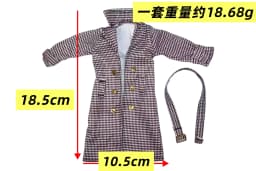 Long Trench Coat Outfit Set with Belt & Boots, Doll Clothes Accessories for 30cm BB FR Doll Dress Up Toy Parts