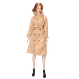 Long Trench Coat Outfit Set with Belt & Boots, Doll Clothes Accessories for 30cm BB FR Doll Dress Up Toy Parts