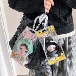 For 10cm 15cm Plush Dolls Storage Kawaii Clear PVC Doll Display Bag Cute Cartoon Prints Dust Proof Pouch Pendant