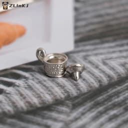 ▶1:12 Dollhouse Miniature Silver Metal Tea Coffee Tray Tableware Set