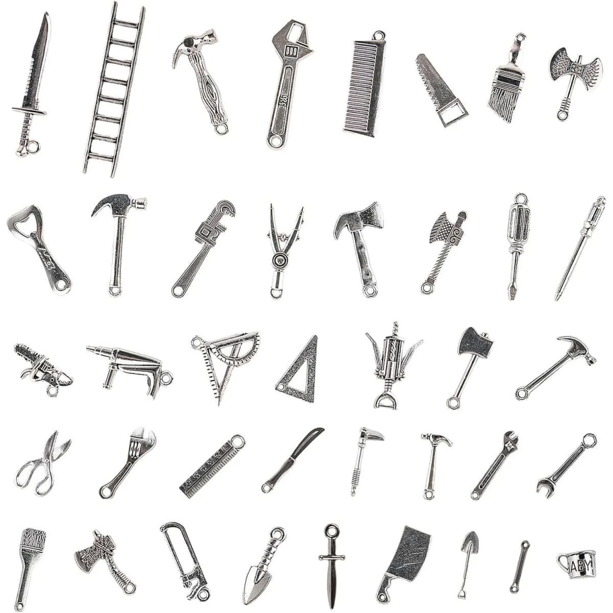 Mini Metal Hand Tool Pendants Dollhouse Hardware Accessories Vintage Alloy Miniature Tools for Doll House Decor