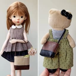 Cute Mini Faux Leather Doll Two-Tone Bucket Bag Fits 1/6 BJD 1/8 Zsiga Doll, Doll Accessories