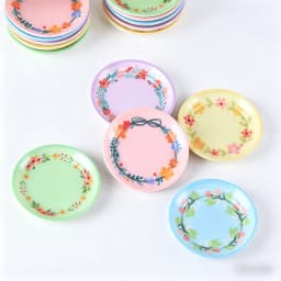 10Pcs 1:12 Scale Dollhouse Mini Country‑Style Floral Plate Model, Beautiful Decorative Dish Ornaments for Food Play Scene Layout