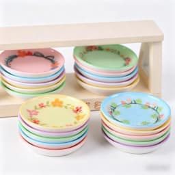 10Pcs 1:12 Scale Dollhouse Mini Country‑Style Floral Plate Model, Beautiful Decorative Dish Ornaments for Food Play Scene Layout
